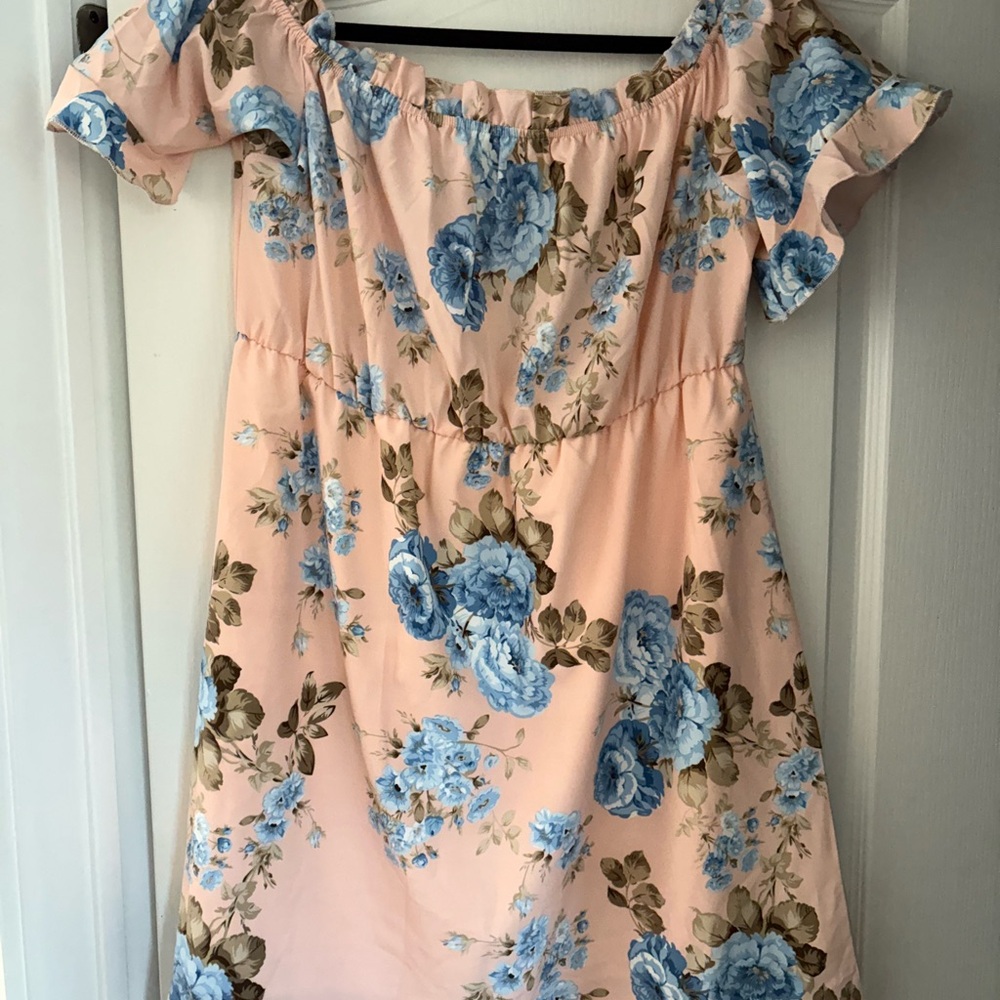 SHEIN Peach and Blue Floral Top